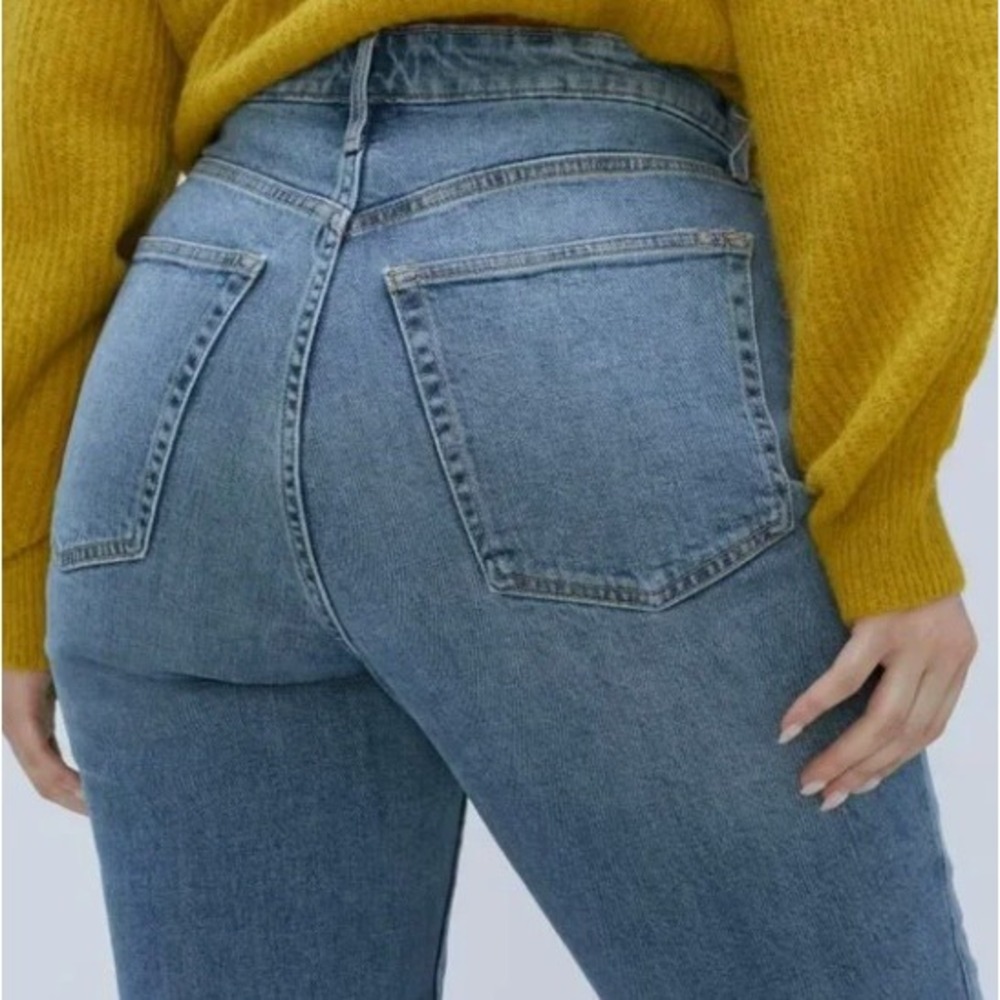Everlane Curvy Cheeky Jean Blue Organic Cotton High Rise Straight Leg Sz 30 Reg